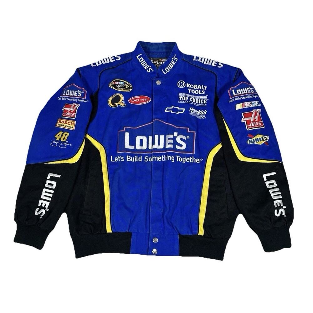 Vintage Jimmie Johnson Lowes Nascar Chase Authentic Drivers Line Jacket Sz Large